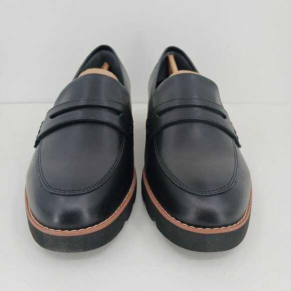 Vionic Cheryl II Black Leather Loafers Size 12W Lug Sole Penny Loafer Comfort - Picture 5 of 10